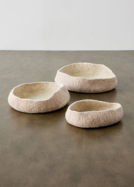 Soft Stone Hand Felted Nesting Bowls-Baskets & Vessels-Parc Decor