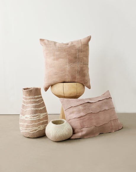 Soft Stone Ombre Decorative Wool Ukhamba Bowl-Baskets & Vessels-Parc Decor