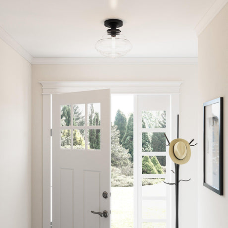 Solaria 1-Light Dark Brown Farmhouse Semi Flush Mount Ceiling Light-吸顶灯具-Parc Decor