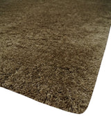 Solid 3x5, 4X6 and 5x7 Hand Woven Shag Brown Soft Viscose Area Rug