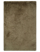 Solid 3x5, 4X6 and 5x7 Hand Woven Shag Brown Soft Viscose Area Rug