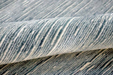 Solid Blue and Silver Wool And Viscose 5x8 Area Rug