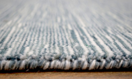 Solid Blue and Silver Wool And Viscose 5x8 Area Rug