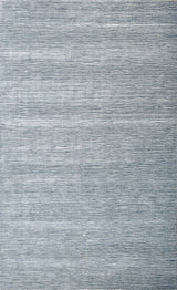 Solid Blue and Silver Wool And Viscose 5x8 Area Rug