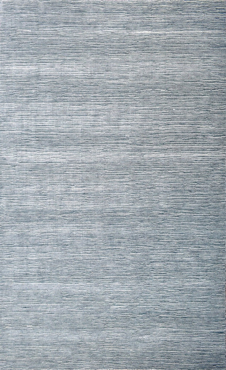 Solid Blue and Silver Wool And Viscose 5x8 Area Rug