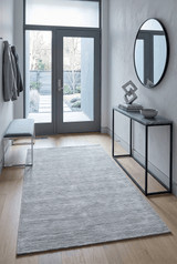 Solid Blue and Silver Wool And Viscose 5x8 Area Rug