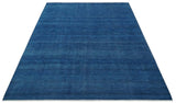 Solid Blue Hand knotted Contemporary 8x10 wool Area Rug