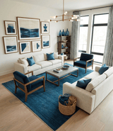 Solid Blue Hand knotted Contemporary 8x10 wool Area Rug