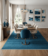 Solid Blue Hand knotted Contemporary 8x10 wool Area Rug