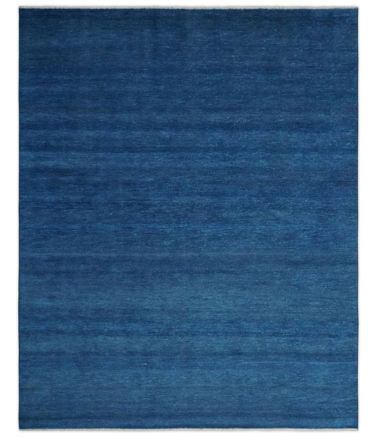 Solid Blue Hand knotted Contemporary 8x10 wool Area Rug