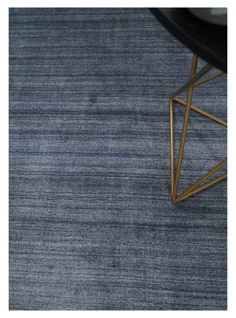 Solid Blue Scandinavian 5x7 Blended Bamboo Silk Flatwoven Area Rug, Dinning, Kids Rug | HL42-Area Rug-Parc Decor