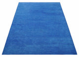 Solid Blue Woolen Hand Tufted contemporary Wool Rug
