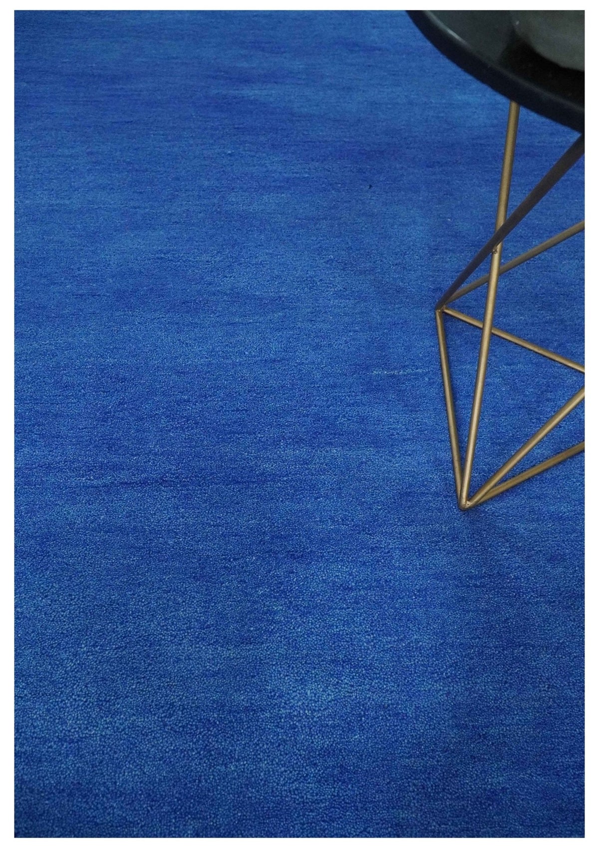 Solid Blue Woolen Hand Tufted contemporary Wool Rug