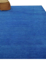 Solid Blue Woolen Hand Tufted contemporary Wool Rug