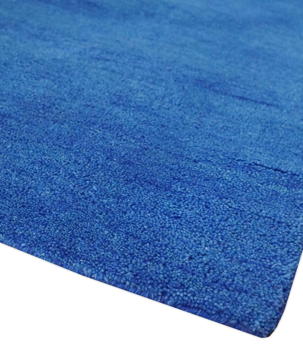 Solid Blue Woolen Hand Tufted contemporary Wool Rug