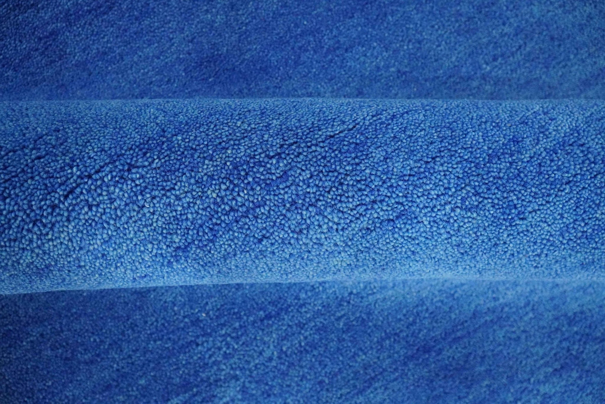Solid Blue Woolen Hand Tufted contemporary Wool Rug