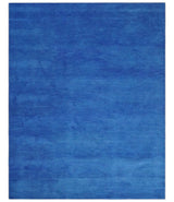 Solid Blue Woolen Hand Tufted contemporary Wool Rug
