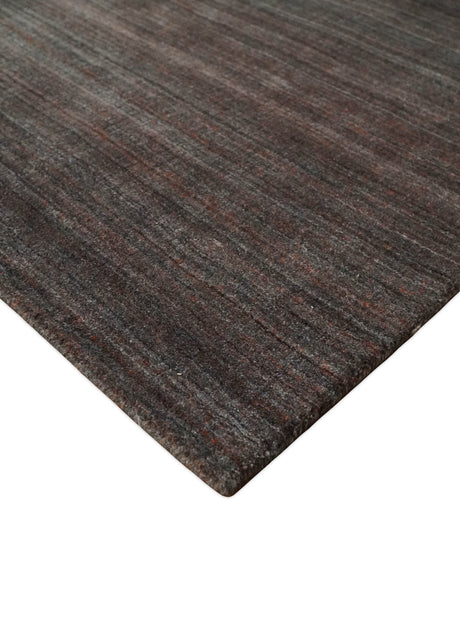 Solid Brown Scandinavian 5x7 Blended Wool Flatwoven Area Rug