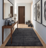 Solid Charcoal Black Scandinavian 5x7 Blended Wool Flatwoven Area Rug