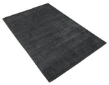 Solid Charcoal Black Scandinavian 5x7 Blended Wool Flatwoven Area Rug