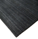 Solid Charcoal Black Scandinavian 5x7 Blended Wool Flatwoven Area Rug