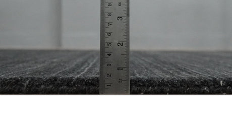 Solid Charcoal Black Scandinavian 5x7 Blended Wool Flatwoven Area Rug