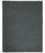Solid Charcoal Gray Wool Blend Felted Chunky Hand Woven Area Rug