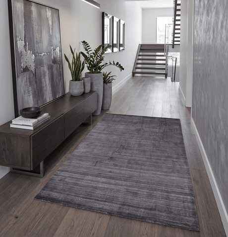Solid Charcoal Scandinavian 5x7 Blended Wool Flatwoven Area Rug