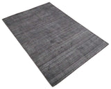 Solid Charcoal Scandinavian 5x7 Blended Wool Flatwoven Area Rug, Dinning, Kids Rug | HL14-Area Rug-Parc Decor