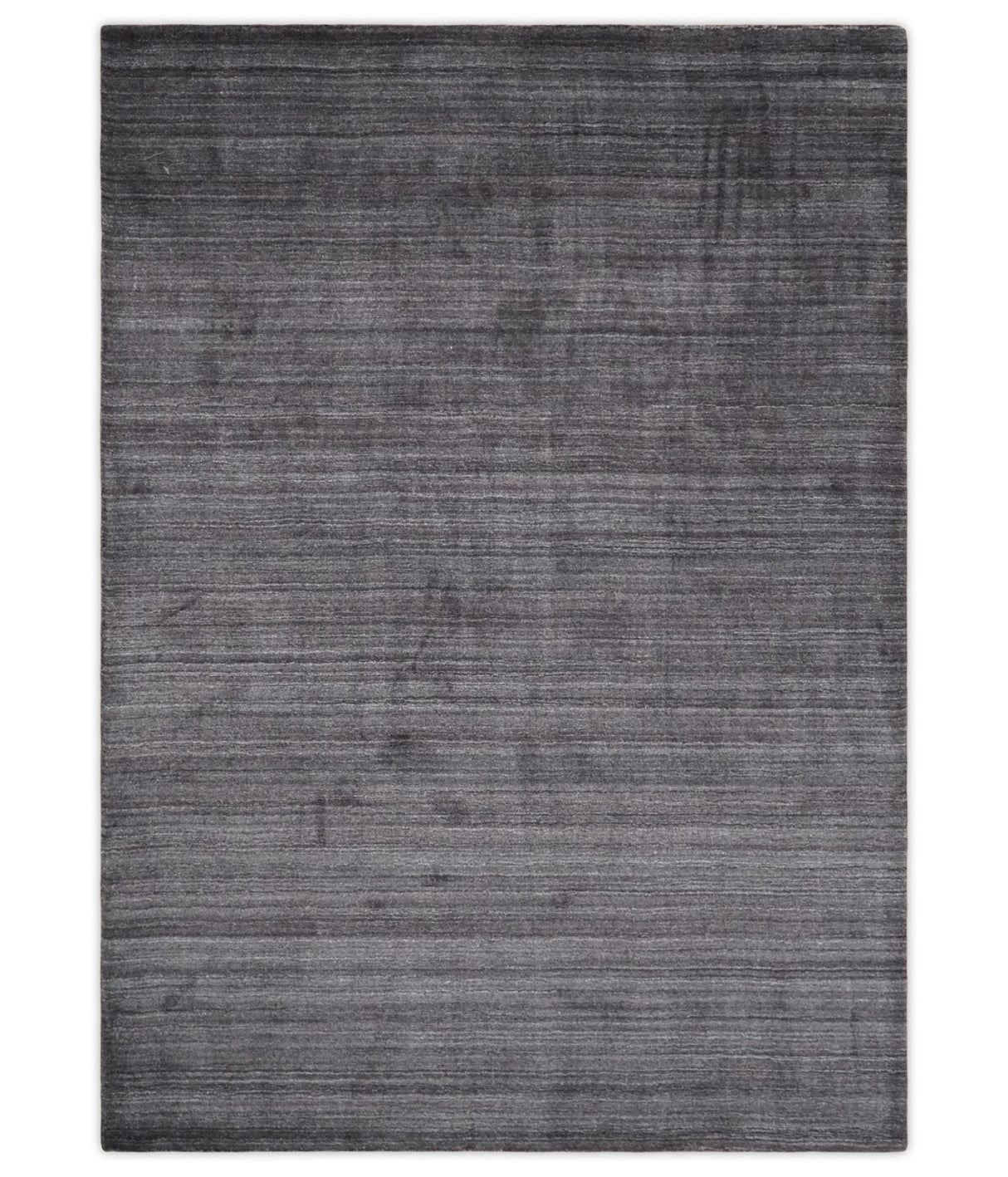 Solid Charcoal Scandinavian 5x7 Blended Wool Flatwoven Area Rug