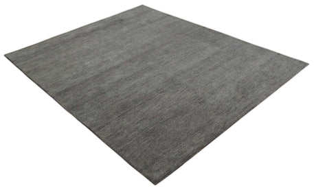 Solid Charcoal Woolen Hand Tufted contemporary area Rug