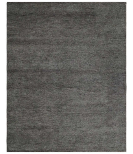 Solid Charcoal Woolen Hand Tufted contemporary area Rug