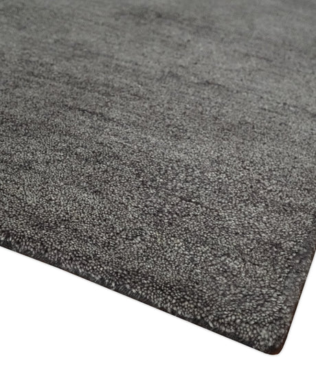Solid Charcoal Woolen Hand Tufted contemporary area Rug