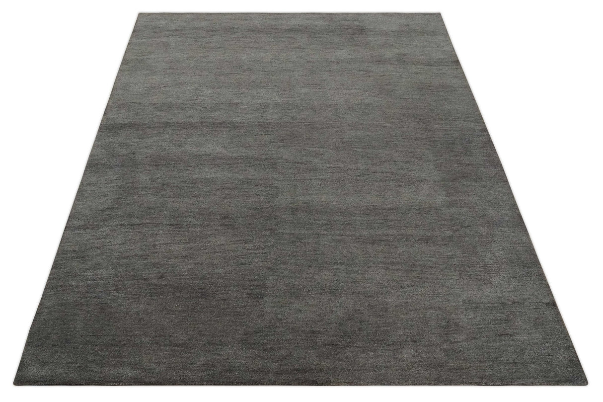 Solid Charcoal Woolen Hand Tufted contemporary area Rug