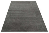 Solid Charcoal Woolen Hand Tufted contemporary area Rug