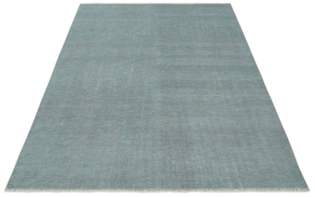 Solid Gray Hand knotted Modern look Custom Made wool Area Rug