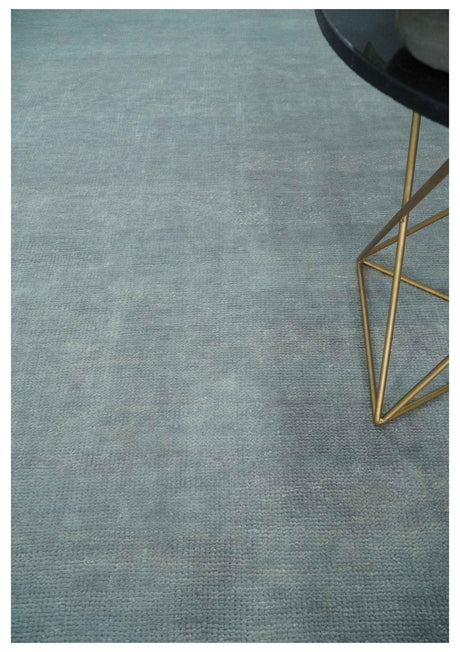 Solid Gray Hand knotted Modern look Custom Made wool Area Rug