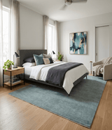 Solid Gray Hand knotted Modern look Custom Made wool Area Rug