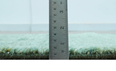 Solid Green Hand knotted Contemporary Custom Made wool Area Rug