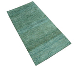 Solid Green Hand knotted Contemporary Custom Made wool Area Rug