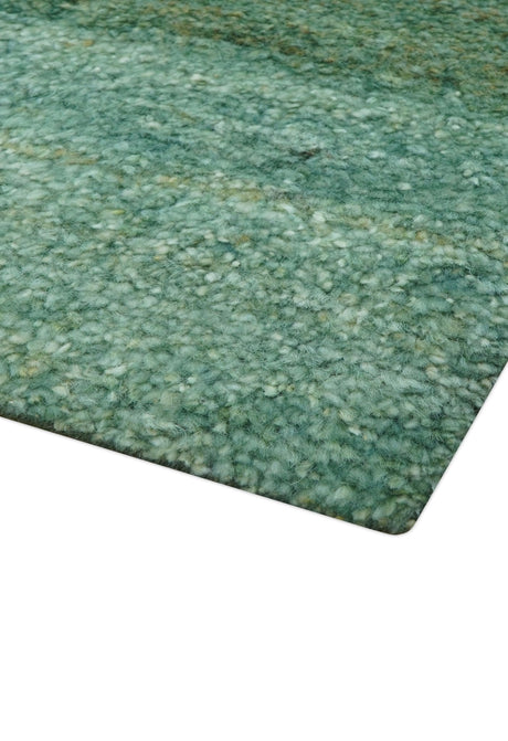 Solid Green Hand knotted Contemporary Custom Made wool Area Rug