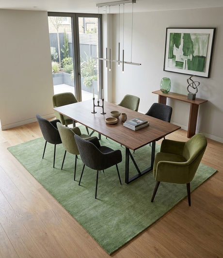 Solid Green Woolen Hand Tufted contemporary area Rug