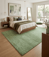Solid Green Woolen Hand Tufted contemporary area Rug