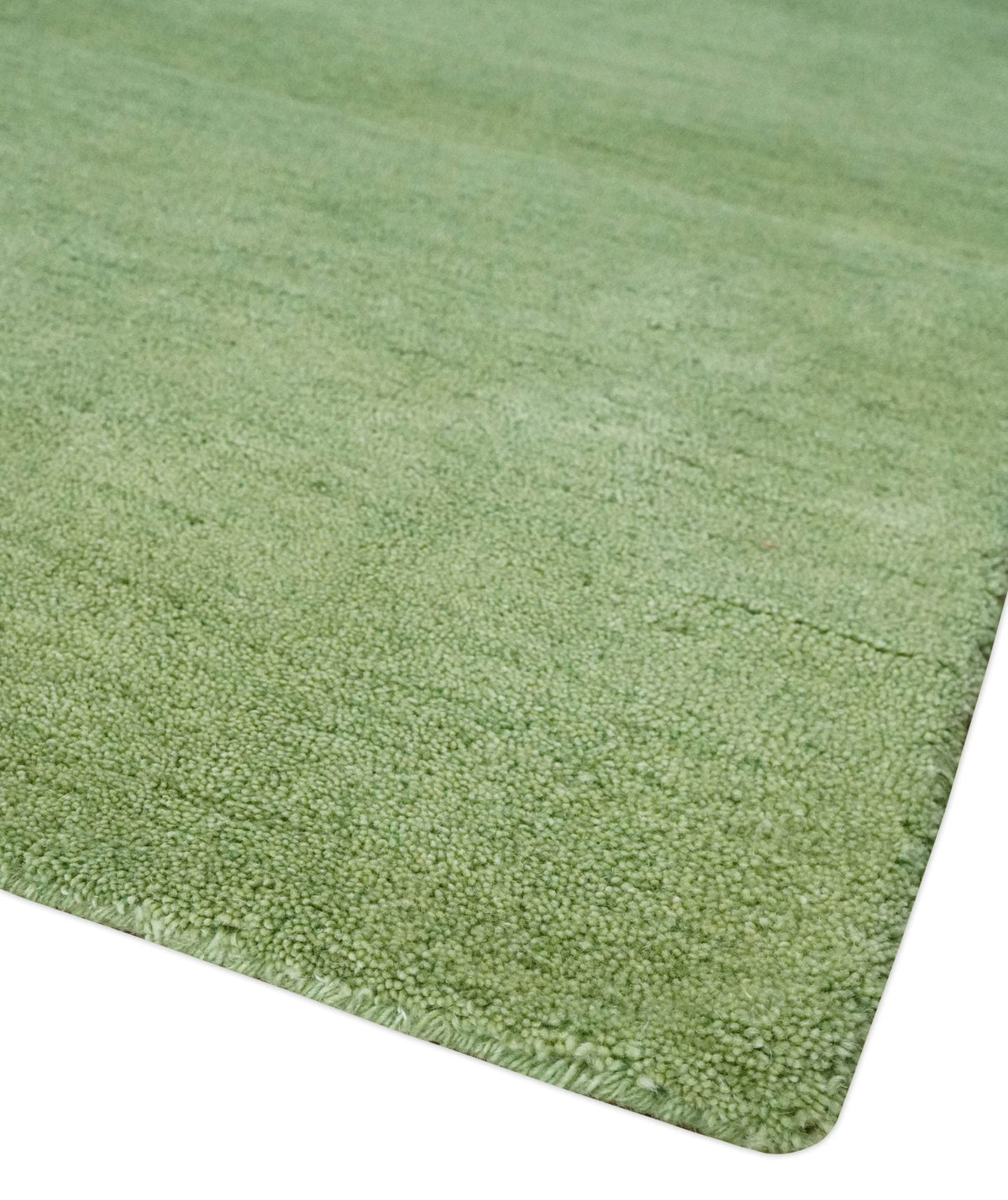 Solid Green Woolen Hand Tufted contemporary area Rug