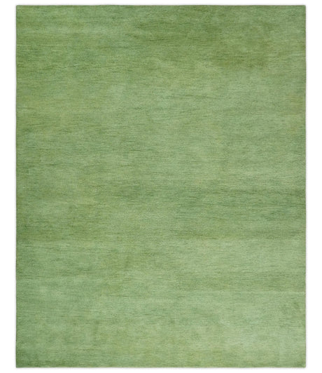Solid Green Woolen Hand Tufted contemporary area Rug