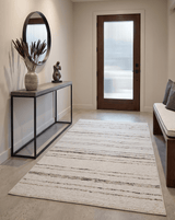 Solid Ivory and brown Woolen Chunky and Soft Berber Area Rug