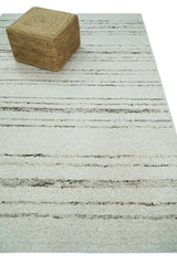Solid Ivory and brown Woolen Chunky and Soft Berber Area Rug