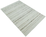 Solid Ivory and brown Woolen Chunky and Soft Berber Area Rug