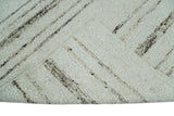 Solid Ivory and brown Woolen Chunky and Soft Berber Area Rug