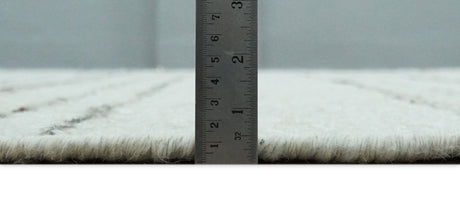 Solid Ivory and brown Woolen Chunky and Soft Berber Area Rug